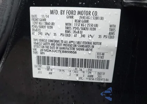 2014 Ford Edge Sel z USA, uszkodzony, nr VIN 2FMDK3JC7EBB59556